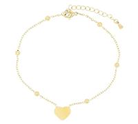 Akzent Cavigliera da donna in acciaio inox placcato oro, 21,5 + 5 cm, regolabile - Cavigliera "Golda" con ciondolo a forma di cuore e sfere in acciaio inox