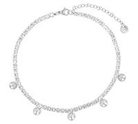 Akzent Cavigliera da donna in acciaio inox regolabile 24+5 cm, cavigliera con 5 ciondoli a forma di albero della vita, robusta e simbolica