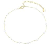Akzent Cavigliera da donna in acciaio inox regolabile 24 + 5 cm, cavigliera con perle sintetiche da 4 mm, design moderno e giocoso