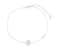 Akzent Cavigliera da donna in acciaio inox regolabile 24 + 5 cm - Cavigliera "Wenna" con occhio Nazar, madreperla e ciondolo Infinity, argento o oro