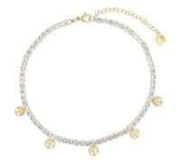 Akzent Cavigliera da donna in acciaio inox regolabile 24 + 5 cm, robusta cavigliera con 5 ciondoli a forma di albero della vita, diametro 6 mm, spessore 3 mm, durevole