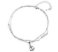 Akzent Cavigliera in Acciaio Inox Argento con Ancora 24 cm + 5 cm cavigliera