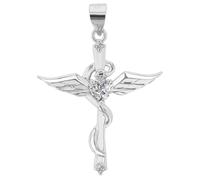 Akzent Ciondolo a forma di croce da donna, in argento 925, rodiato, 1,5 mm, 100% impermeabile e delicato sulla pelle, 2.2, Argento, Zirconia cubica