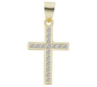 Akzent Ciondolo a forma di croce da donna, in argento 925, rodiato, 1,5 mm, 100% impermeabile e delicato sulla pelle, 2.2, Argento, Zirconia cubica