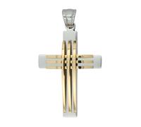 Akzent Ciondolo in acciaio inox bicolore unisex | ciondolo a forma di croce, larghezza 1,7 cm | chiusura con occhielli | charm senza collana | regalo per uomo e donna | 100% impermeabile e delicato