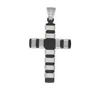 Akzent Ciondolo in acciaio inox bicolore unisex | ciondolo a forma di croce, larghezza 2,2 cm | chiusura con occhielli | charm senza collana | regalo per uomo e donna | 100% impermeabile e delicato