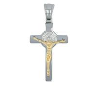 Akzent Ciondolo in acciaio inox bicolore unisex | ciondolo a forma di croce, larghezza 2,2 cm | chiusura con occhielli | charm senza collana | regalo per uomo e donna | 100% impermeabile e delicato