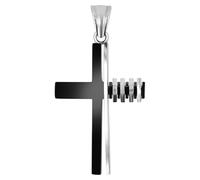 Akzent Ciondolo in acciaio inox bicolore unisex | ciondolo a forma di croce, larghezza 3,8 cm | chiusura con occhielli | charm senza collana | regalo per uomo e donna | 100% impermeabile e delicato