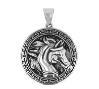 Akzent Ciondolo in acciaio inox color argento, unisex, 3,8 cm di larghezza, chiusura con occhielli, ciondolo senza collana, regalo per uomo e donna, 100% impermeabile e delicato sulla pelle