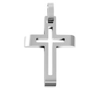 Akzent Ciondolo in acciaio inox color argento unisex | ciondolo a forma di croce, larghezza 2,2 cm | chiusura con occhielli | charm senza collana | regalo per uomo e donna | 100% impermeabile e