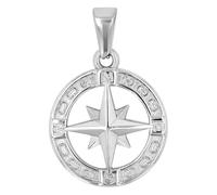 Akzent Ciondolo in acciaio inox color argento, unisex, con bussola, larghezza 2,1 cm, chiusura con occhielli, ciondolo senza collana, regalo per uomo e donna, 100% impermeabile e delicato sulla pelle