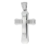 Akzent Ciondolo in acciaio inox color argento, unisex, larghezza 1,7 cm, chiusura con occhielli, ciondolo senza collana, regalo per uomo e donna, 100% impermeabile e delicato sulla pelle