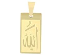 Akzent Ciondolo unisex in acciaio inox, con scritta Allah, larghezza 2,6 cm, chiusura con occhielli, ciondolo senza collana, regalo per uomo e donna, 100% impermeabile e delicato sulla pelle, 1.5