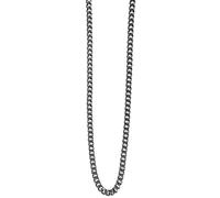 Akzent Collana a maglia barbazzale da donna e da uomo, in acciaio inox, di colore nero, lavorazione robusta, per un aspetto elegante