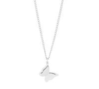 Akzent Collana con ciondolo a farfalla per donna in acciaio inox, 43 + 5 cm, catena a maglia barbazzale, chiusura a moschettone, regalo per uomini, donne, 100% impermeabile e delicato sulla pelle, 43