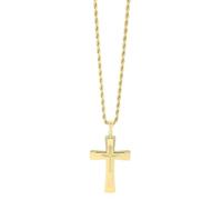 Akzent Collana con ciondolo a forma di croce da donna, in acciaio inox, catena ad ancora, 61 cm, chiusura a moschettone, regalo per uomini, donne, 100% impermeabile e delicato sulla pelle, 61, Acciaio