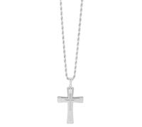 Akzent Collana con ciondolo a forma di croce da donna, in acciaio inox, catena ad ancora, 61 cm, chiusura a moschettone, regalo per uomini, donne, 100% impermeabile e delicato sulla pelle, 61, Acciaio