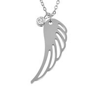 Akzent Collana con ciondolo da donna in acciaio inox | catena ad ancora 45 + 5 cm | ala | chiusura a moschettone | regalo per donne ragazze | 100% impermeabile e delicato sulla pelle
