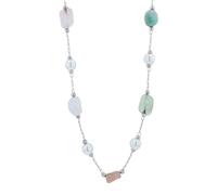 Akzent Collana con perle d'acqua dolce da donna, in acciaio inox, 40 + 5 cm, pietre naturali, chiusura a moschettone, regalo per uomini, donne, 100% impermeabile e delicato sulla pelle