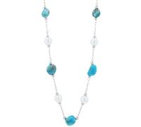 Akzent Collana con perle d'acqua dolce da donna, in acciaio inox, 40 + 5 cm, pietre naturali, chiusura a moschettone, regalo per uomini, donne, 100% impermeabile e delicato sulla pelle