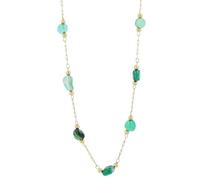 Akzent Collana con pietre naturali colorate per donna in acciaio inox, catena a maglia barbazzale, 40 + 5 cm, chiusura a moschettone, regalo per uomini, donne, 100% impermeabile e delicato sulla pelle
