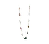 Akzent Collana con pietre naturali colorate per donna in acciaio inox, catenina a maglia barbazzale, 43 + 5 cm, chiusura a moschettone, regalo per uomini, donne, 100% impermeabile e delicato sulla