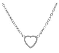 Akzent Collana da donna in acciaio inox, 43 + 5 cm, color argento con ciondolo a forma di cuore, lavorazione senza tempo, per un aspetto elegante