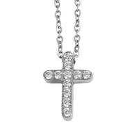 Akzent Collana da donna in acciaio inox con ciondolo a croce con strass 43 + 5 cm argento