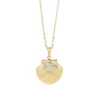 Akzent Collana da donna in acciaio inox, medaglione a forma di conchiglia, lunghezza 43 + 5 cm, ciondolo 20 x 22 x 8, 100% impermeabile e delicato sulla pelle, 43+5 cm, Acciaio inossidabile