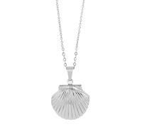 Akzent Collana da donna in acciaio inox, medaglione a forma di conchiglia, lunghezza 43 + 5 cm, ciondolo 20 x 22 x 8, 100% impermeabile e delicato sulla pelle, 43+5 cm, Acciaio inossidabile