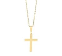Akzent Collana da uomo e da donna, in acciaio inox, color oro con ciondolo a croce, lavorazione robusta, ideale per tutti i giorni e il tempo libero