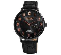 Akzent Esclusivo orologio da uomo in similpelle con data, analogico, al quarzo, 2900189, Nero , cinghia