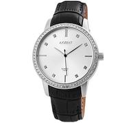 AKZENT Exclusive orologio da donna argento nero strass analogico al quarzo metallo cinturino in pelle