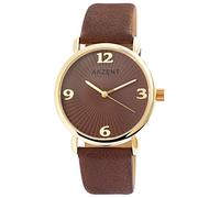 Akzent Exclusive Orologio da donna marrone oro analogico metallo finta pelle quarzo orologio da polso