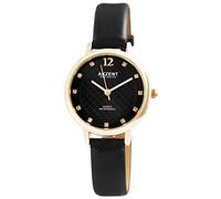 Akzent Exclusive - Orologio da polso al quarzo, analogico, in metallo e pelle, colore: nero/oro