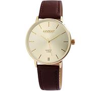AKZENT Exclusive Orologio da uomo analogico al quarzo in metallo e pelle