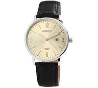 AKZENT Exclusive Orologio da uomo oro argento nero analogico data metallo pelle quarzo orologio da polso