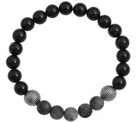 Akzent Onyx Bracciale a sfera unisex in nero, lunghezza 19 cm, filo di nylon, 100% impermeabile e delicato sulla pelle, bracciale unisex