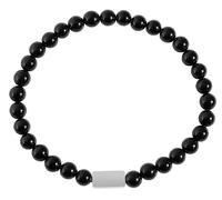 Akzent Onyx Bracciale da donna in nero, lunghezza 17 cm, fascia elastica, 100% impermeabile e delicato sulla pelle | Bracelet for Woman, Eine Grösse, onice