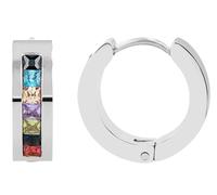 Akzent Orecchini a cerchio da donna - acciaio inossidabile argento - inserti Simili - 12 mm Ø - con chiusura a scatto - senza nichel e delicato sulla pelle - confezione regalo inclusa