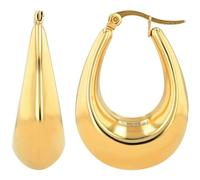 Akzent Orecchini a cerchio da donna, in acciaio inox, oro, forma rotonda, diametro 6 mm, senza nichel e delicato sulla pelle, confezione regalo inclusa