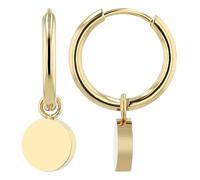 Akzent Orecchini a cerchio da donna, in acciaio inox, oro, forma rotonda, diametro 8/12 mm, senza nichel e delicato sulla pelle, confezione regalo inclusa
