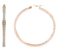 Akzent Orecchini a cerchio da donna, in acciaio inox, oro rosa lucido, inserti Simili, con chiusura a scatto, senza nichel e delicato sulla pelle, con confezione regalo inclusa