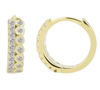 Akzent Orecchini a cerchio in argento 925, da donna, diametro 10 mm, zirconi | con fibbia a scatto | argento e oro | orecchini per donne, regalo per fidanzata | 100% impermeabili e delicati sulla