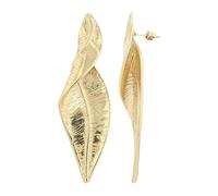 Akzent Orecchini da donna in acciaio inox, motivo a foglia, in argento e oro, 72 x 23 x 2 mm, chiusura a incastro, ottima idea regalo per donne, 72 x 23 x 2 mm, Acciaio inossidabile