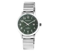Akzent Orologio da uomo in acciaio inox, con data, rotondo, sobrio analogico, al quarzo, 2700012, verde