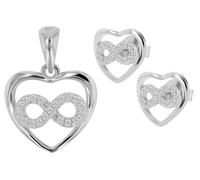 Akzent Set di gioielli da donna in argento 925, ciondolo a forma di cuore, 13 x 14 mm, orecchini da 10,5 x 9,5 mm, di alta qualità, con protezione antiossidante, 100% impermeabile e delicato sulla