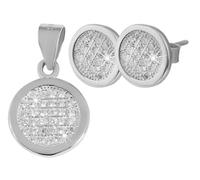 Akzent Set di gioielli da donna in argento 925 | orecchini, orecchini e ciondolo con zirconi | Set con effetto lucido, diametro 9 & 11 mm | vite ad aletta, idea regalo per donne | 100% impermeabile e