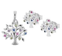 Akzent Set di gioielli in argento 925 da donna, orecchini a forma di albero della vita, 15,5 x 15,5 mm, ciondolo 10 x 11 mm, 100% impermeabili e delicati sulla pelle