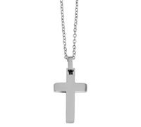 Akzent Uomo e donna in acciaio inox 43 + 5 cm, color argento con ciondolo a forma di croce, lavorazione elegante, ideale per tutti i giorni e per il tempo libero